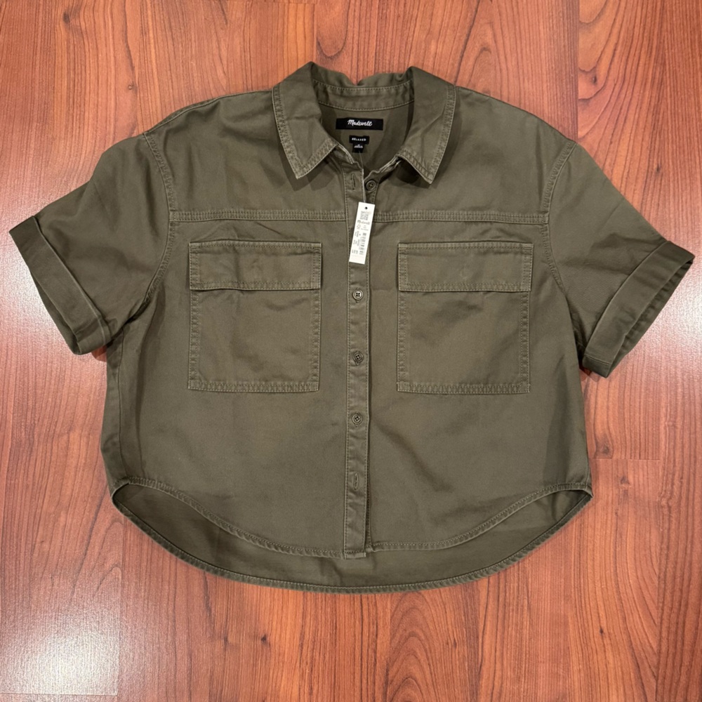 Madewell Olive Green Relaxed Button-Up Shirt size M